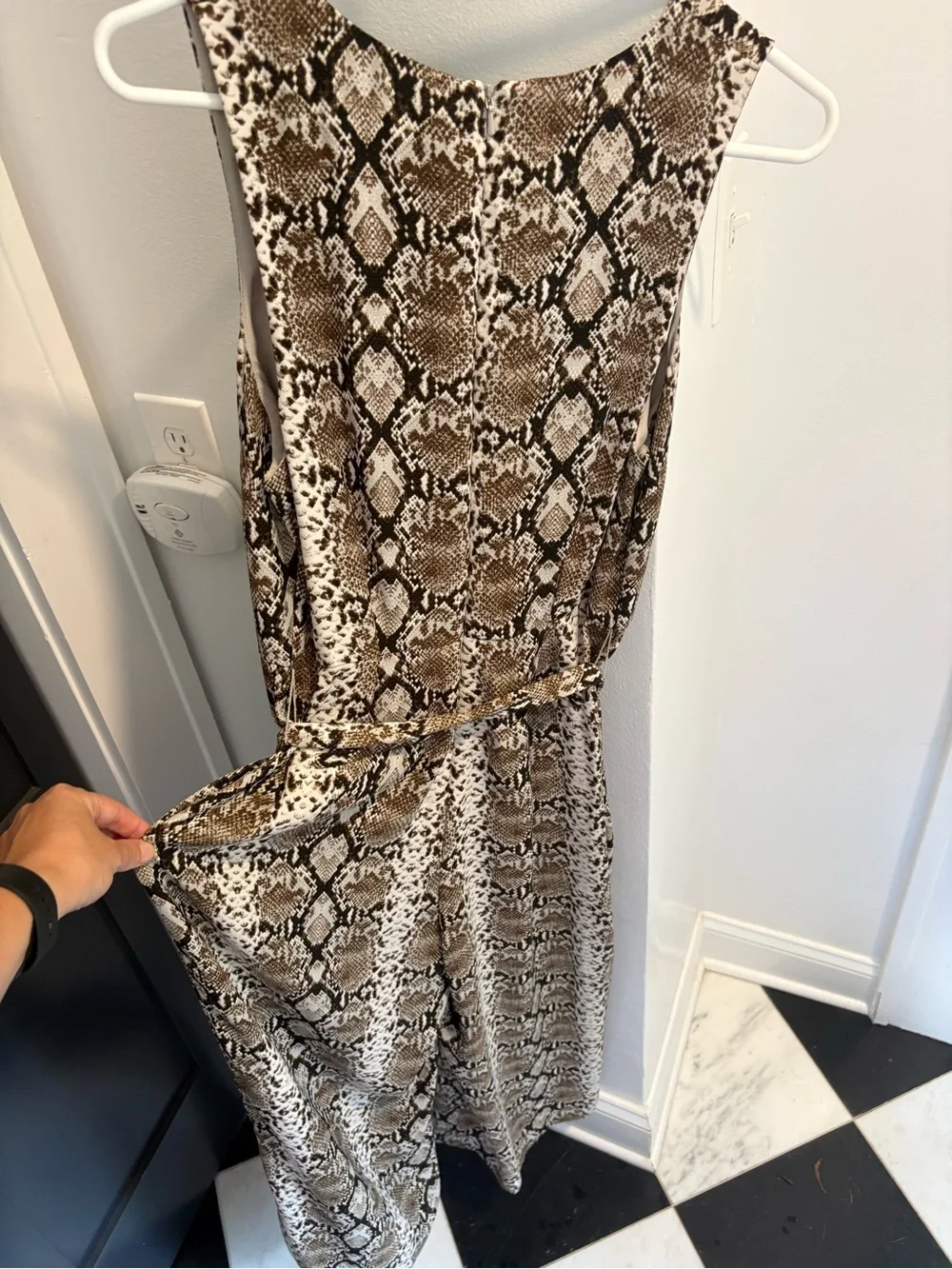 Banana Republic Beige and Black Snake-Print Sleeveless Jumpsuit